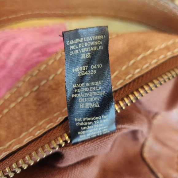 Fossil Women's Purse Handbag Shoulder Bag Colorful Patchwork Brown Leather. - Picture 7 of 7